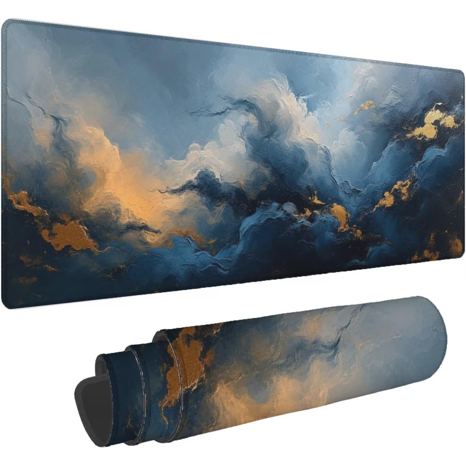 Podkładka pod mysz XXL 1600 x 800 mm kolor pomarańczowy podkładka pod mysz granatowa mata podkładka pod mysz do gier antypoślizgowa gumowa podstawa zszyte krawędzie akcesoria biurowe do gier do biura