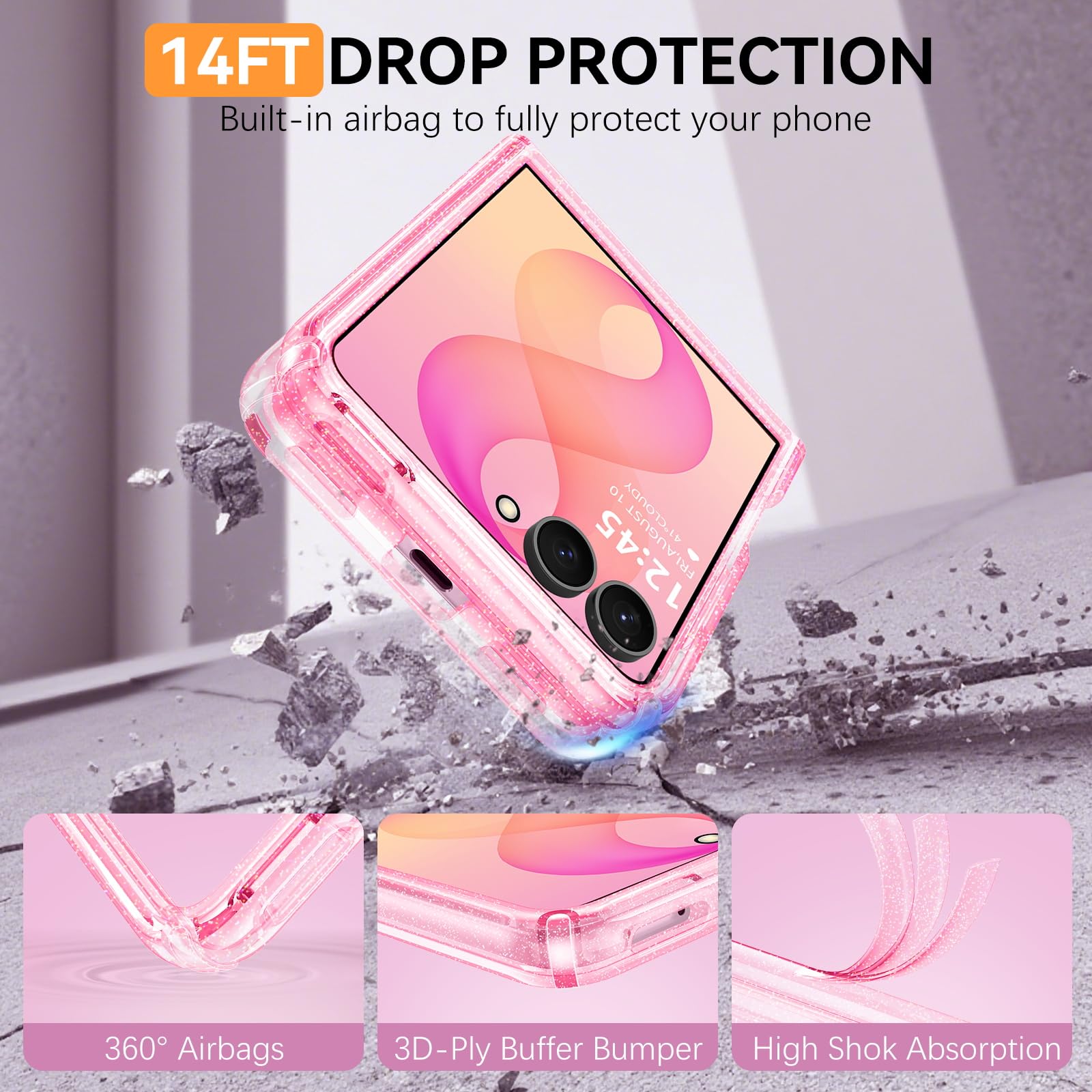 BENTOBEN Custodia magnetica per Samsung Galaxy Z Flip 8, custodia per telefono Flip8 [compatibile con MagSafe], antiurto, scintillante, per donne e ragazze, cover per Z Flip 8 da 6,9 pollici, rosa