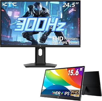 KTC 24.5 Inch 300Hz Gaming Monitor FHD & Portable Monitor 15.6 Inch
