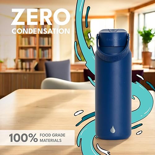 Miniatura 23 de Elemental Botella de agua aislada de 40 onzas con pajilla, botellas de agua con núcleo de acero inoxidable 100% a prueba de fugas para viajes,