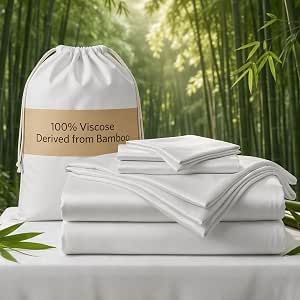TWK Real 100% Viscose Derived from Bamboo Sheets Set King Size, Cooling Silky Soft for Hot Sleepers, Luxury with Breathable & Moisture Wicking Fabric, 18" Deep Pocket with Corner Straps