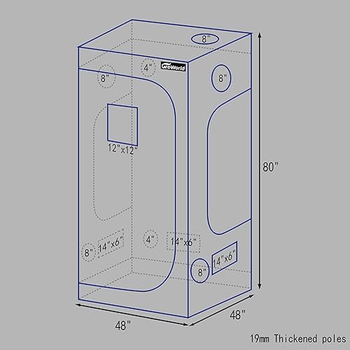Miniatura 3 de Tienda de cultivo de 96 x 48 x 80 pulgadas, tienda de cultivo gris invernadero con postes de 0.75 pulgadas, tienda de cultivo hidropónico Mylar 600D