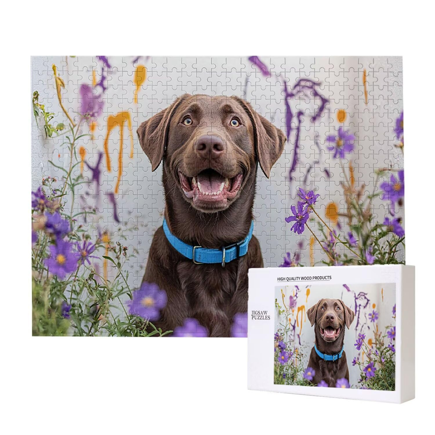 Puzzle 1500 elementów dla dorosłych puzzle dla dorosłych 1500 elementów puzzle wymagające i drażniące mózgi edukacja gra dla całości, prezenty dla mężczyzn, motyw puzzli: (kwiat pies) h-368