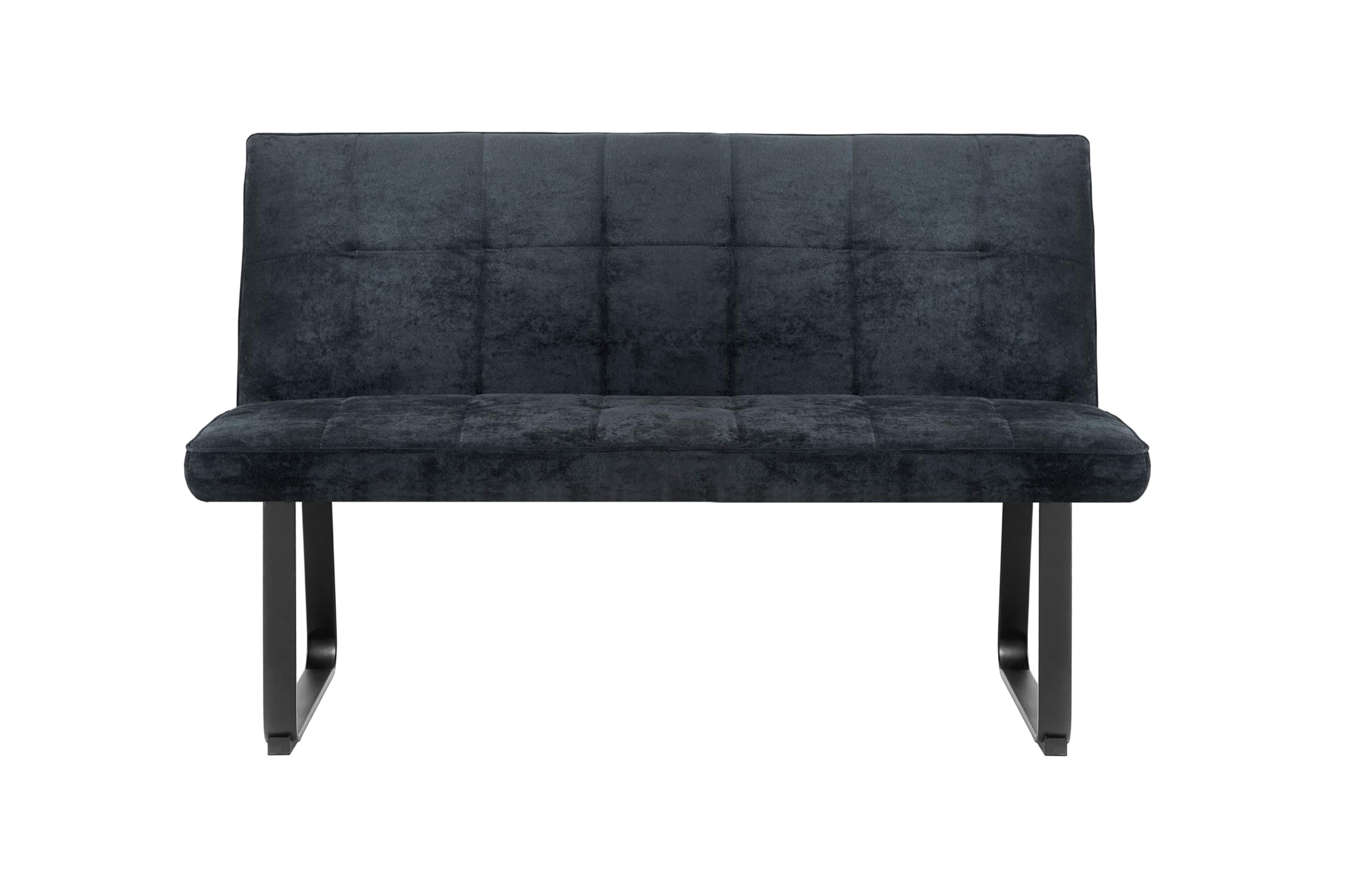 byLIVING Bank TALEA, Bank mit Rückenlehne, B 140, H 92, T 59 cm | Moderne Sitzbank mit einem Webstoff-Bezug dunkelgrau, Metall Gestell schwarz pulverbeschichtet