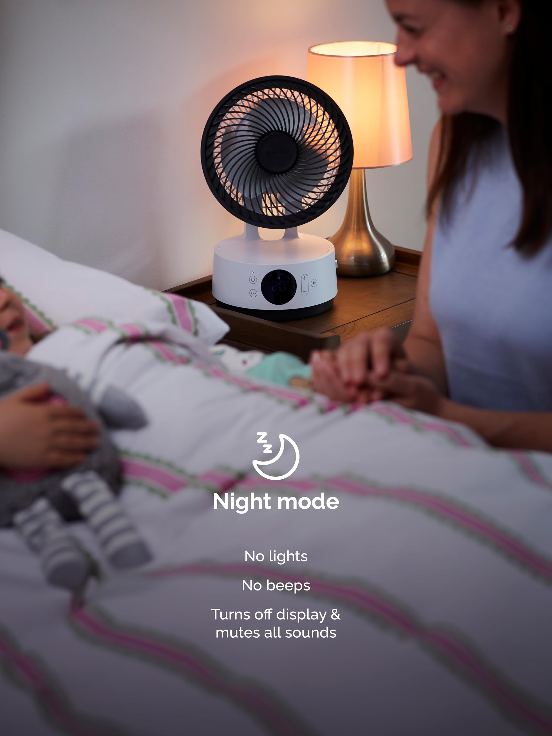 Meaco Fan Sefte® Tragbarer Akku-Luftzirkulator, 15,2 cm, 12 Geschwindigkeiten, 22 dB ultra-leise, kabellos, oszillierender Tischventilator, wiederaufladbar + Fernbedienung, 26 Stunden Laufzeit, 16 m