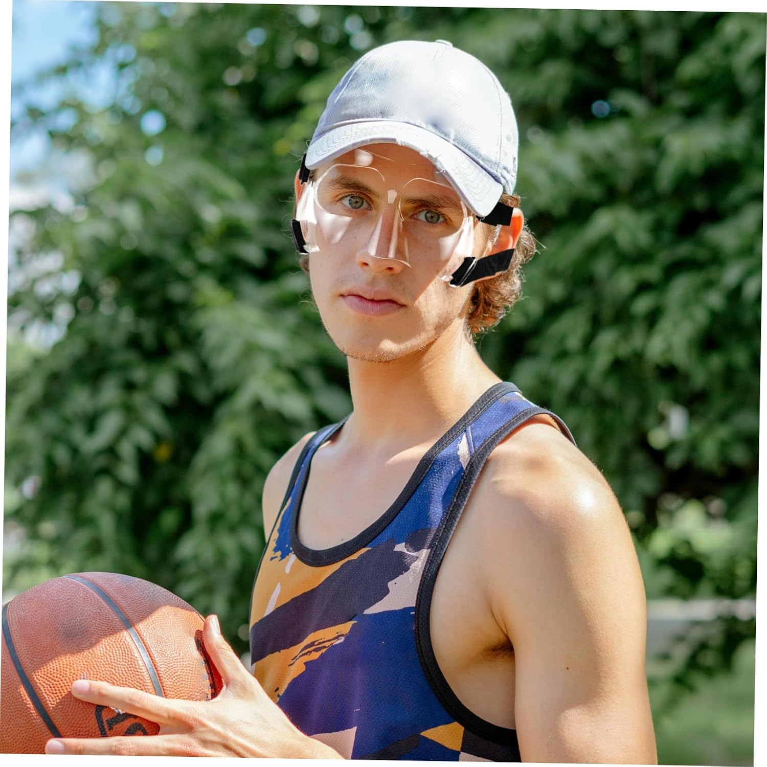 balacoo Clear Adjustable Basketball Face Guard Nose Protector for Sports Durable Design for Youth and Adults Impact Coverage for Soccer and Softball Activities