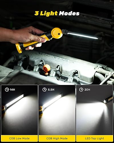 Miniatura 3 de Luz de trabajo LED recargable de 1000 lúmenes, linterna magnética plegable de 4000 mAh con 3 modos, rotación de 360 y 180, luz mecánica portátil