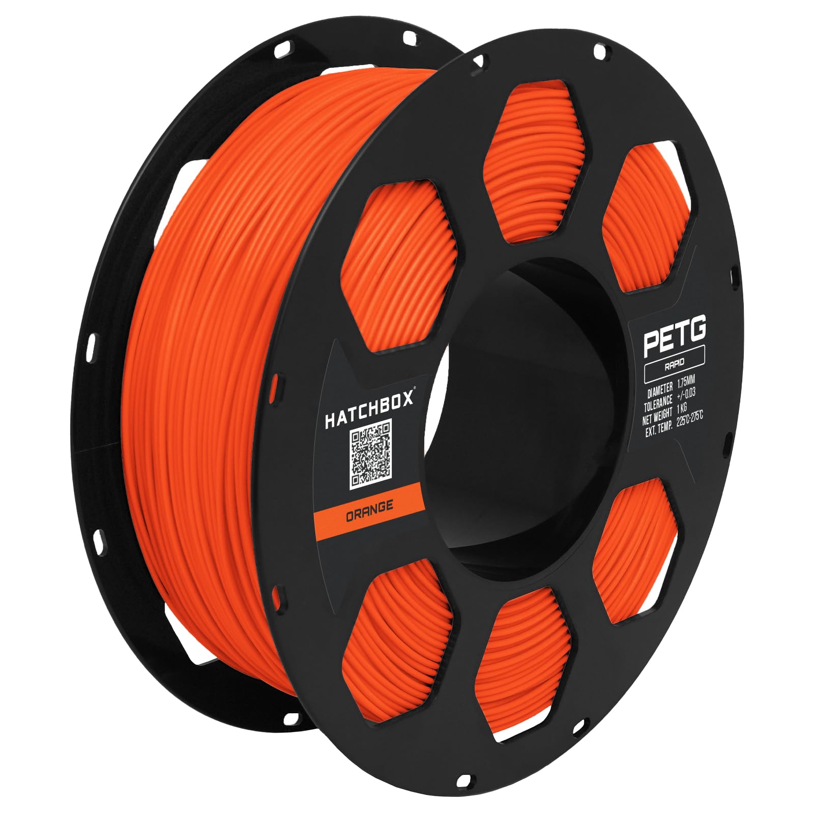 HATCHBOX 1.75mm Orange High Speed PETG 3D Printer Filament, Dimensional Accuracy +/- 0.03 mm, 1 kg Spool, Compatible with FDM Printers for Fast,