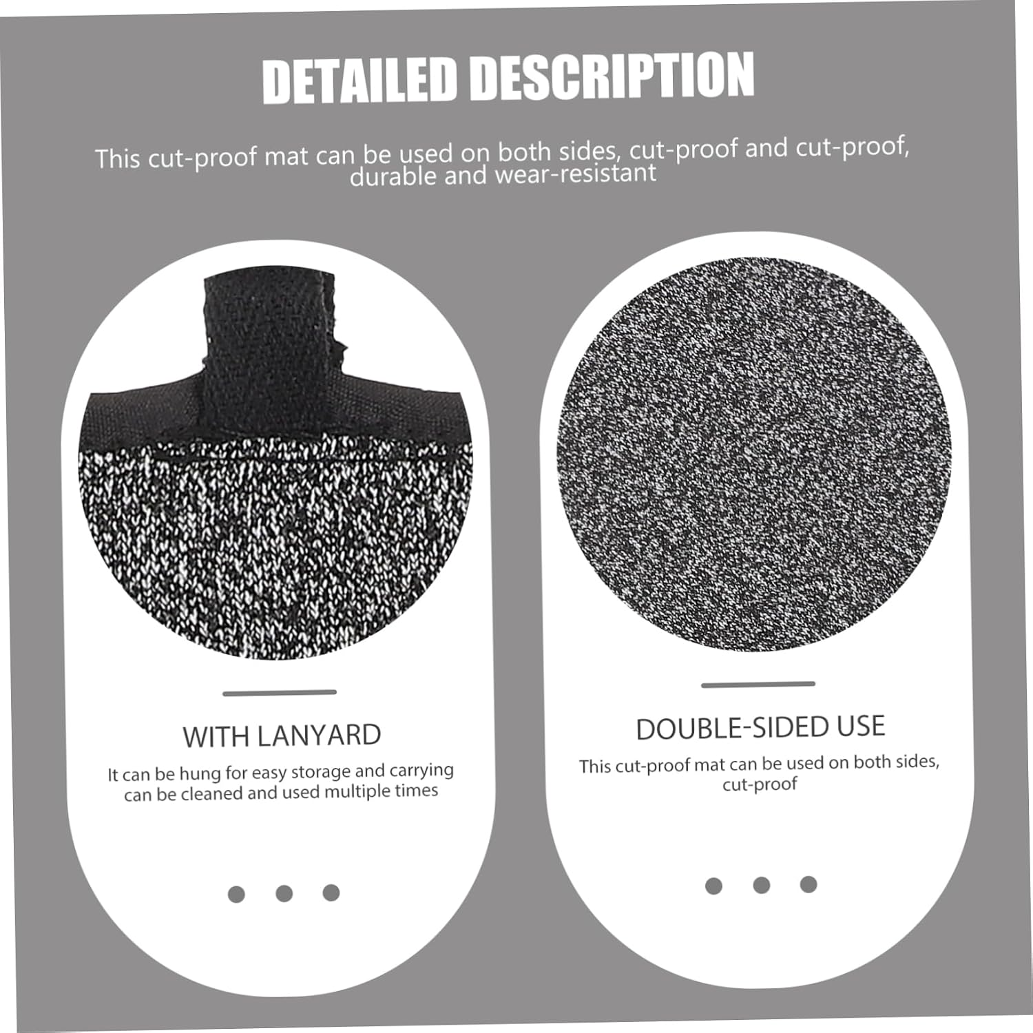 3pcs Slash Resistant Table Mat -Scratch Cover for Dining Kitchen Lightweight Portable Cut Security Mat Black