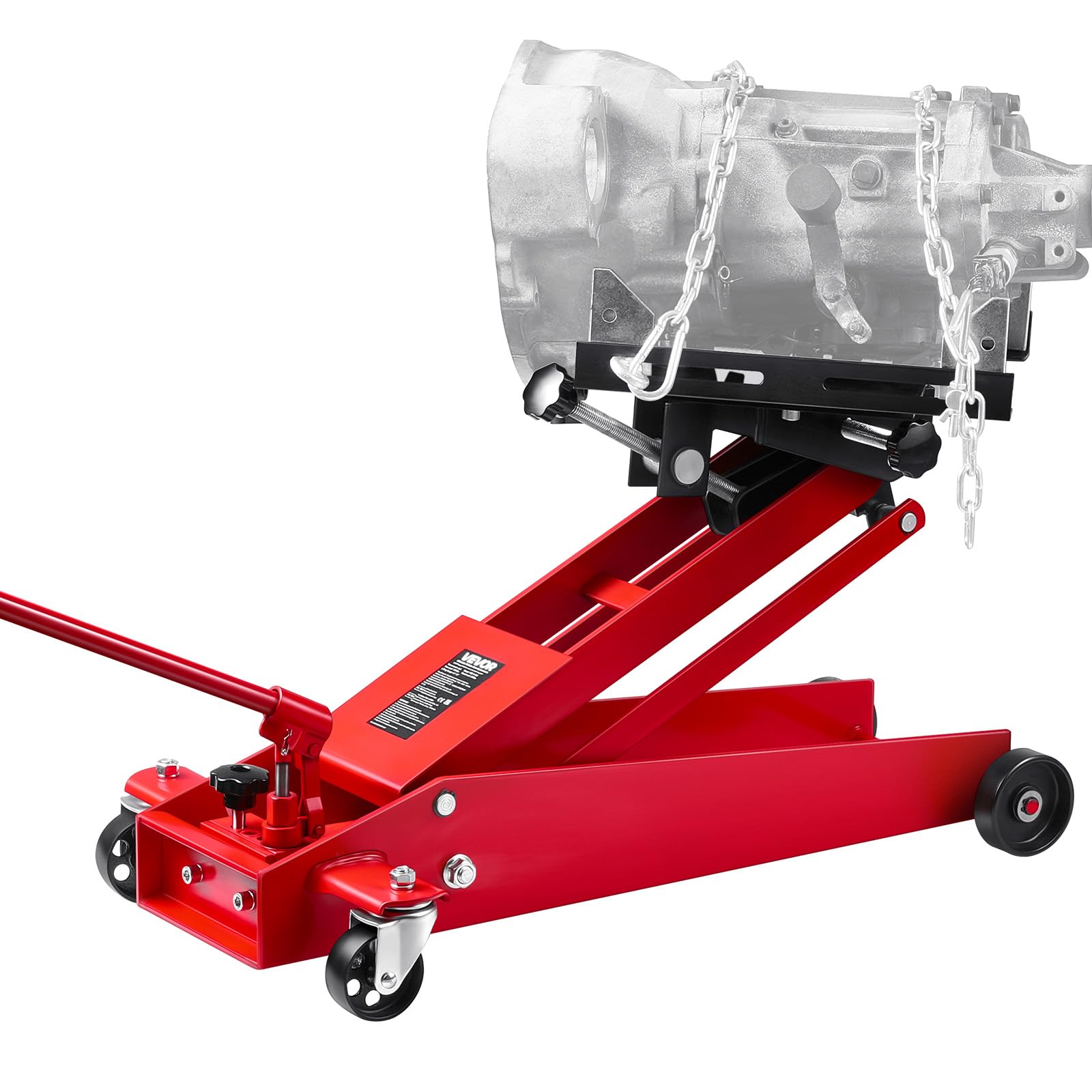 VEVOR Wagenheber mit niedrigem Profil 450 kg, hydraulischer Rangierwagenheber mit 16–64 cm Hubhöhe & flexiblen 360°-Schwenkrädern, Hochleistungs-Hebebühne für Garage/Werkstatt Rot