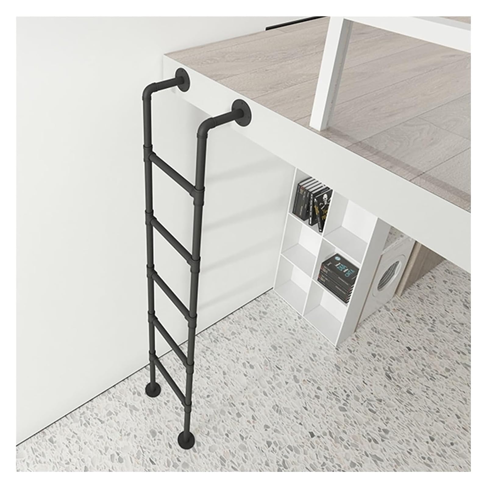 Escalera para literas, Escalera para Cama, para Casas, Balcones, Taburete para Subir escaleras para Adultos con Almohadillas para peldaños, de pie (Color: Negro, tamaño: 1,8 m/5,9 pies/70,9
