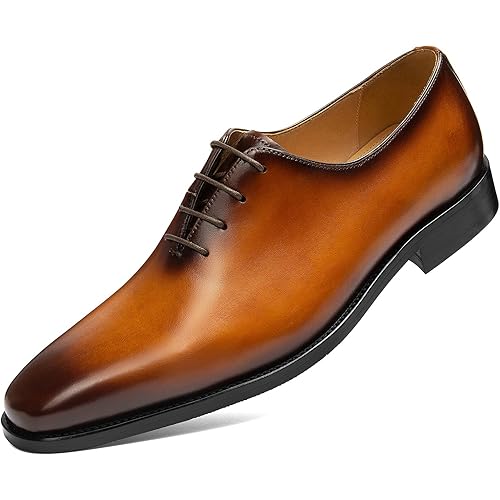 Hallow unbind Men's Wholecut Dress Shoes Formal Leather Oxford