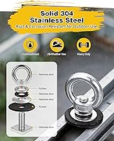 Vista 6 de Anclaje de amarre de montaje en riel T para portaequipajes de techo, perno de ojo en forma de anillo resistente M8, anillos de amarre de tuerca