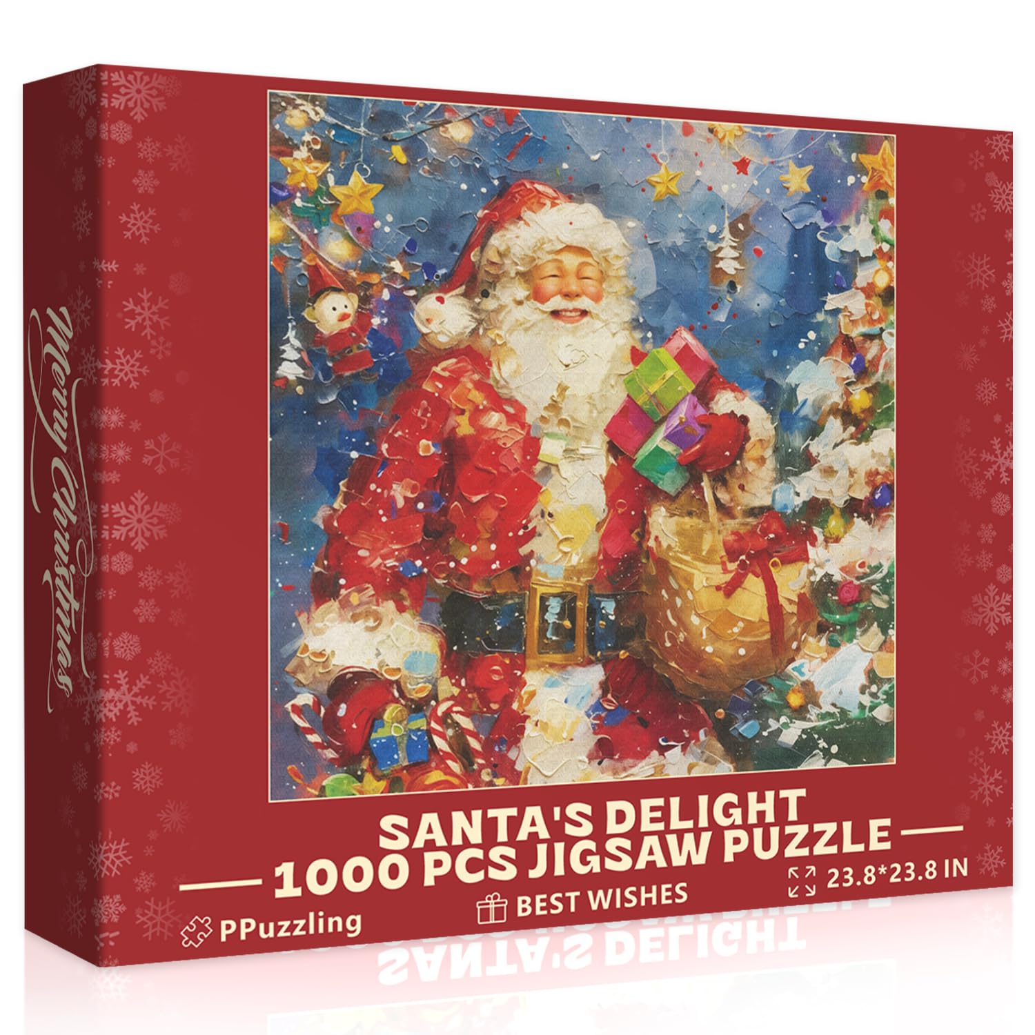 Christmas Puzzles 1000 Pieces for Adults, Vintage Santa Snow Jigsaw Puzzle, Art Painting Holiday Winter Puzzle as Xmas Decorations