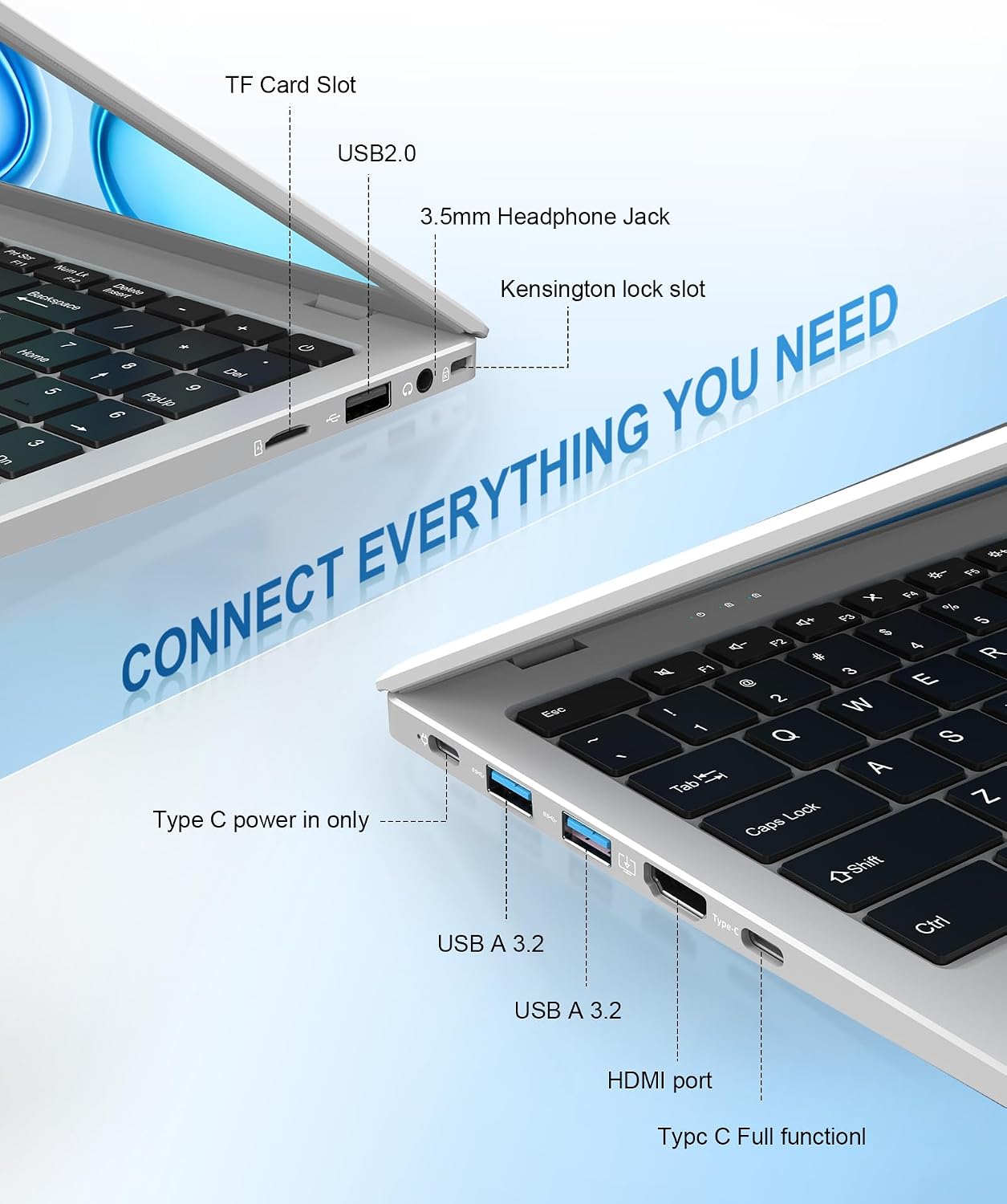 Laptop Computer, 15.6 Inch FHD IPS Display, 12GB RAM 128GB SSD, Pentium Gold 6500Y Up to 3.4GHz, USB-C, HDMI, WiFi 5, Bluetooth 5.0, Lightweight Laptop for Students, Home Office & Business 10