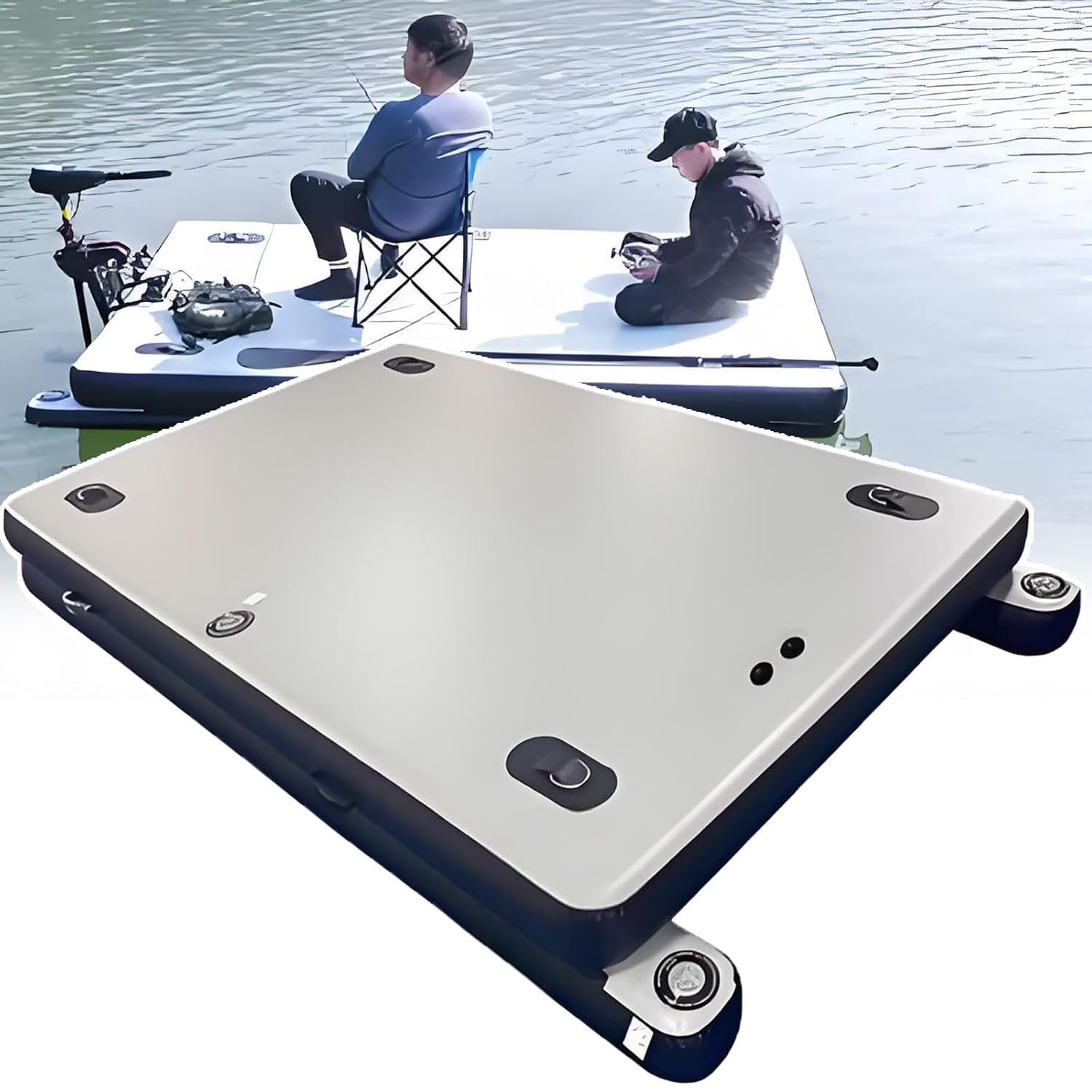 Aufblasbare schwimmende Dock-Plattform für Erwachsene, rutschfeste Mehrpersonen-Schwimmflosse für Pool, Strand, See und Fluss, lustige Aktivitäten, anschließbar