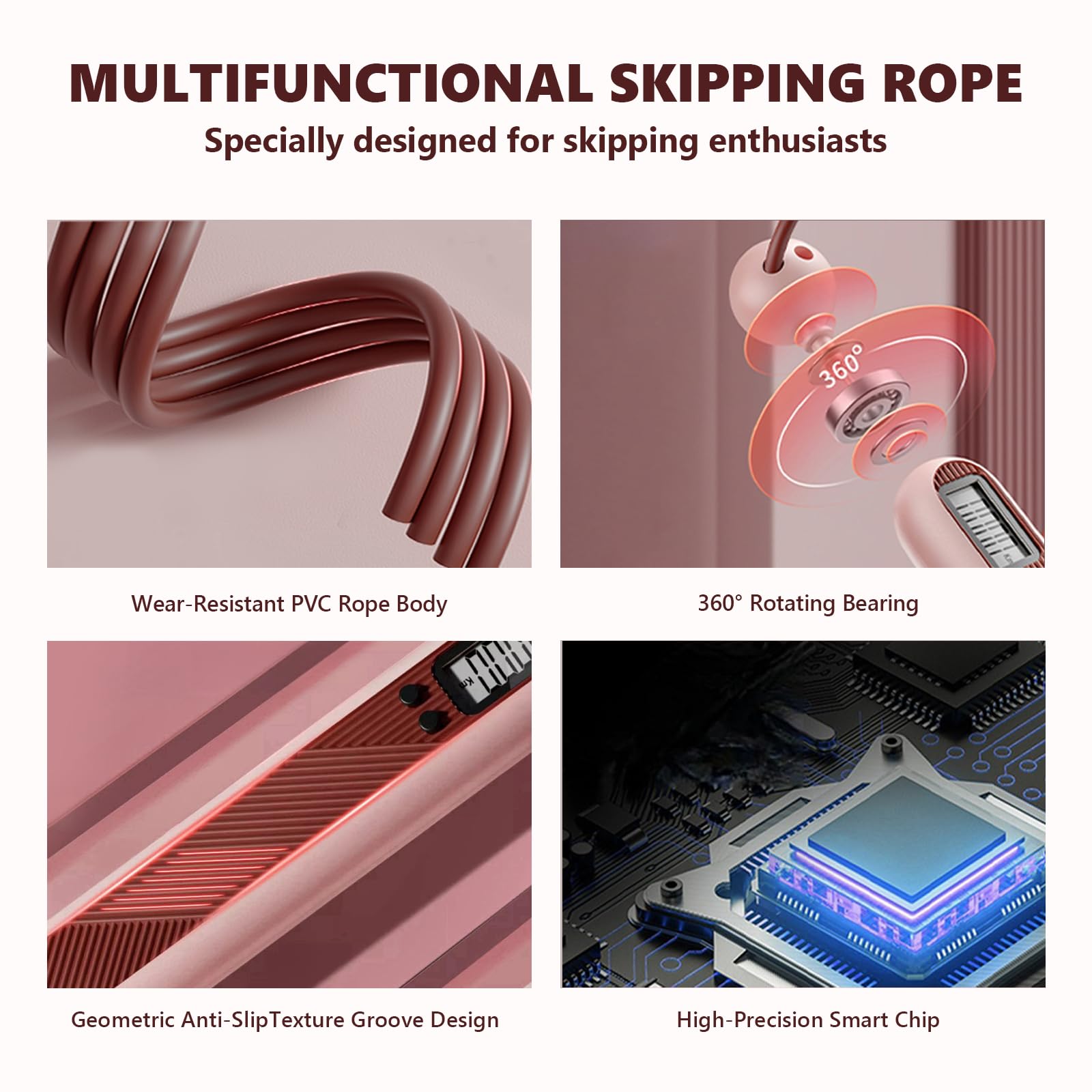 Flintronic Springtouw met teller, springtouw met LED-display, digitale draadloze springtouw, professionele kogellagers en antislip handgrepen, verstelbaar springtouw voor vrouwen, mannen, volwassenen