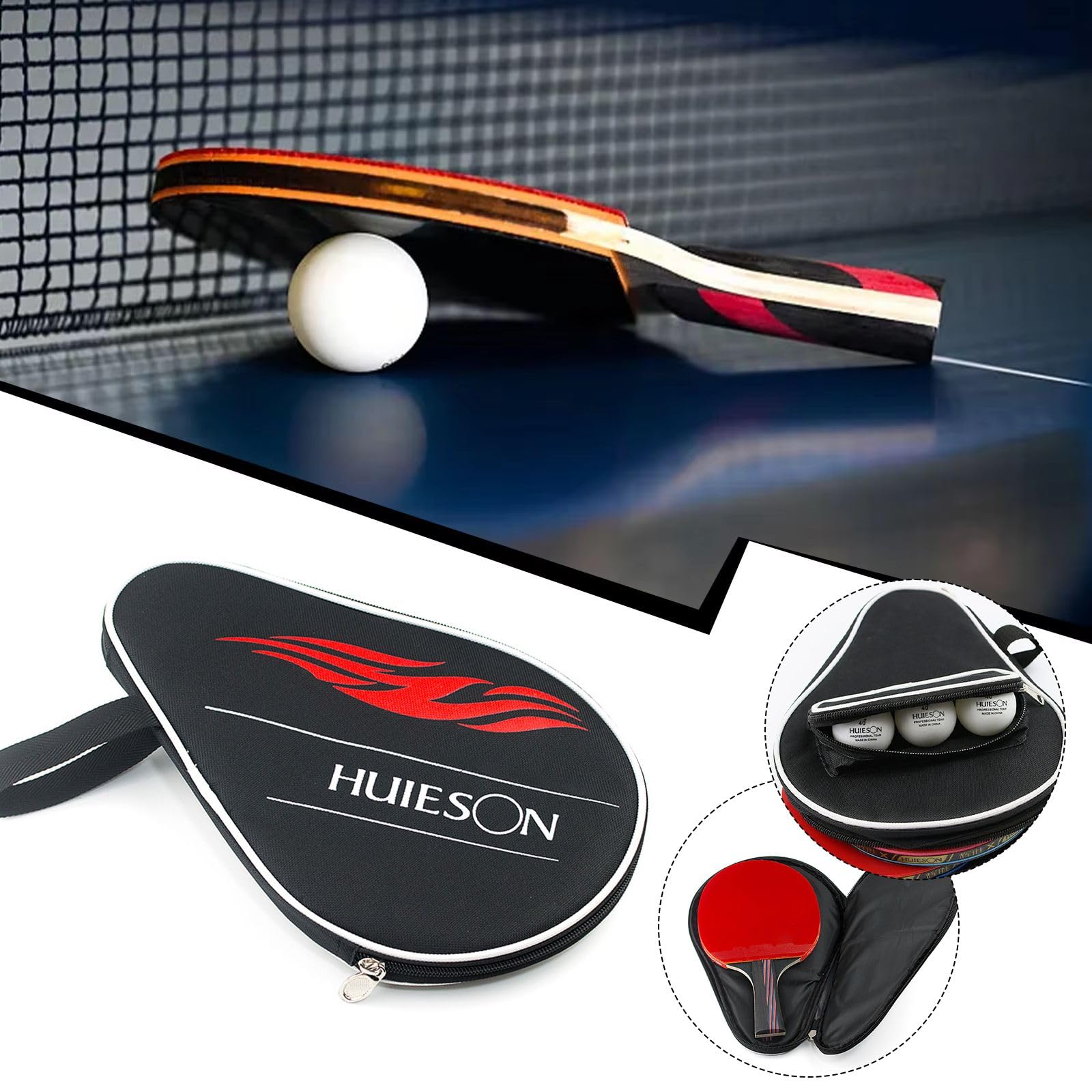 SULIUDAJI 1 Pièce Housse Raquette Ping Pong, Housse de Raquette Safe avec Rangement balles - Durable et éranche à la poussière - pour Raquettes de Ping-Pong