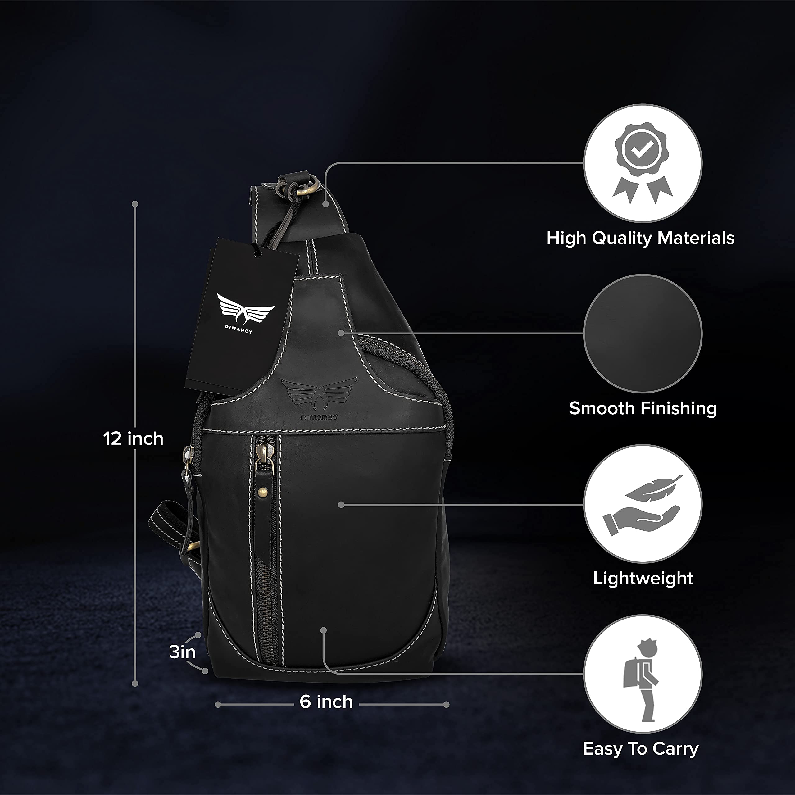 Bolso bandolera de cuero cruzado Mochila casual Mochila Pecho Hombro Multiusos Diseño atemporal Pequeños Hombres, Negro -, Bolsos cruzados 4