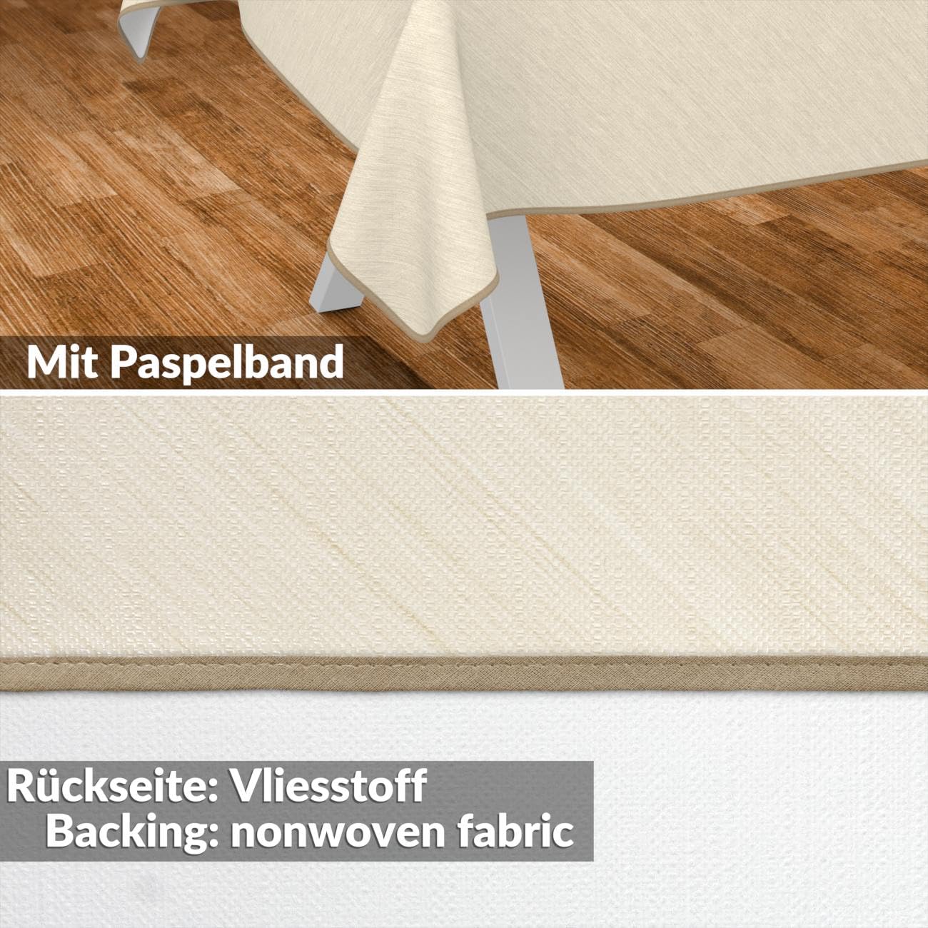 Tovaglia cerata impermeabile lavabile effetto lino 140 x 100 cm rettangolare crema