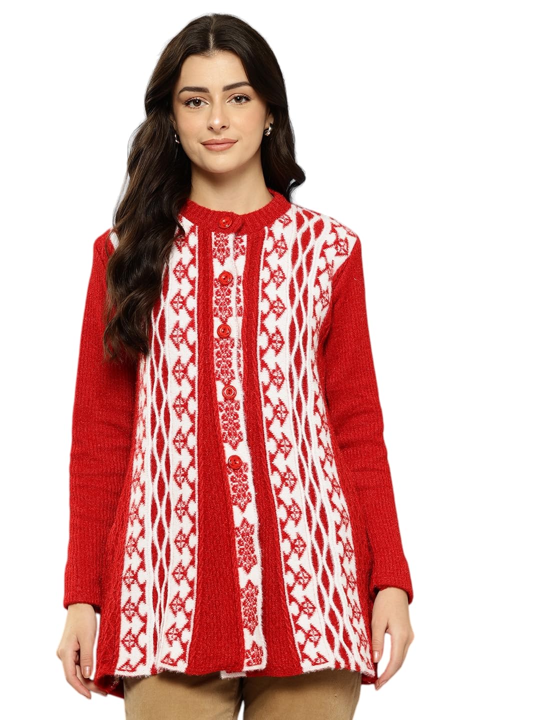 aarika Womens Winter Wear Beige Colour Solid Woolen Cardigan-picture-24