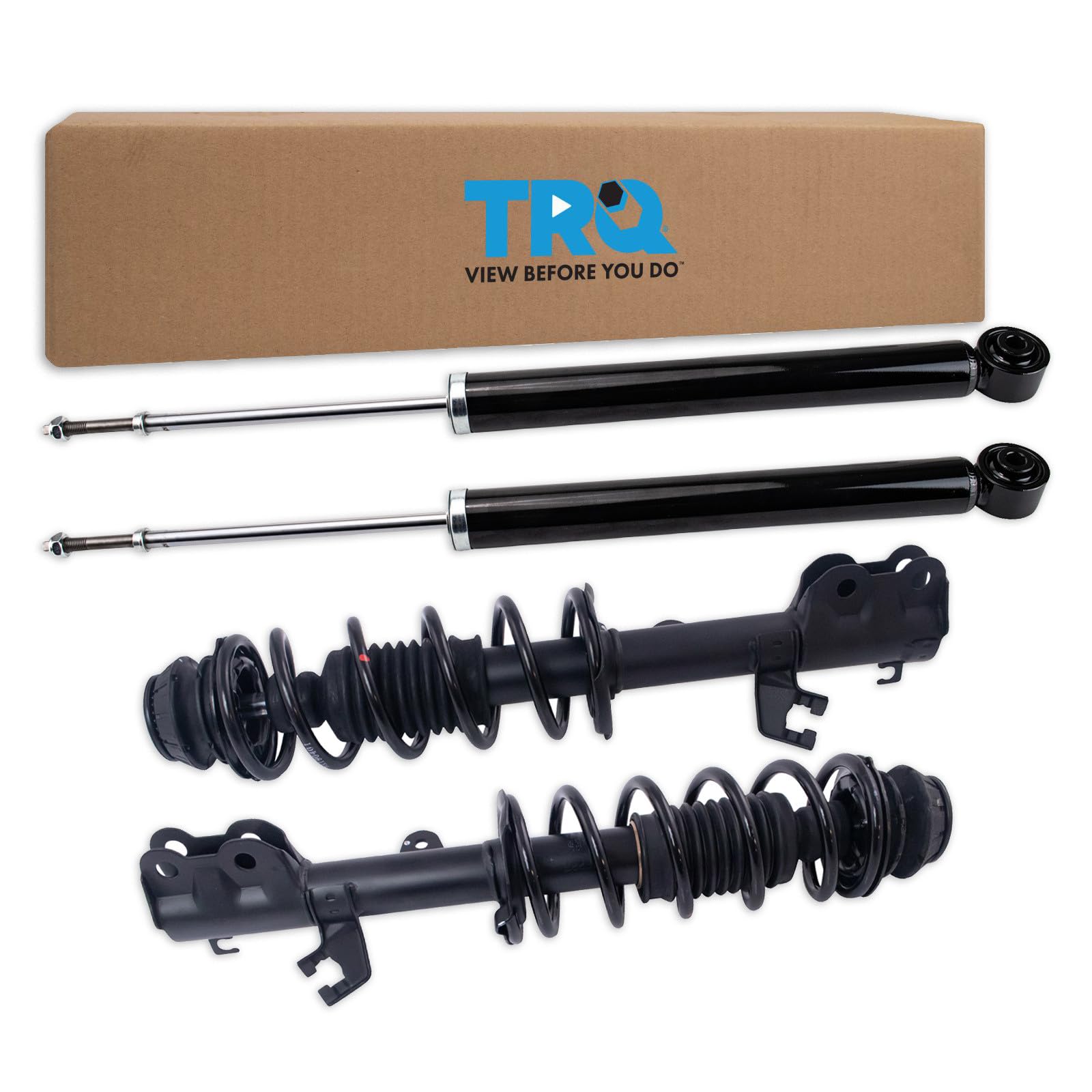 TRQ Front and Rear Complete Strut Assembly &amp; Shock Absorber Kit Complete Strut &amp; Coil Spring Assembly Compatible with 2012-2019 Nissan Versa 2014-2019 Versa Note