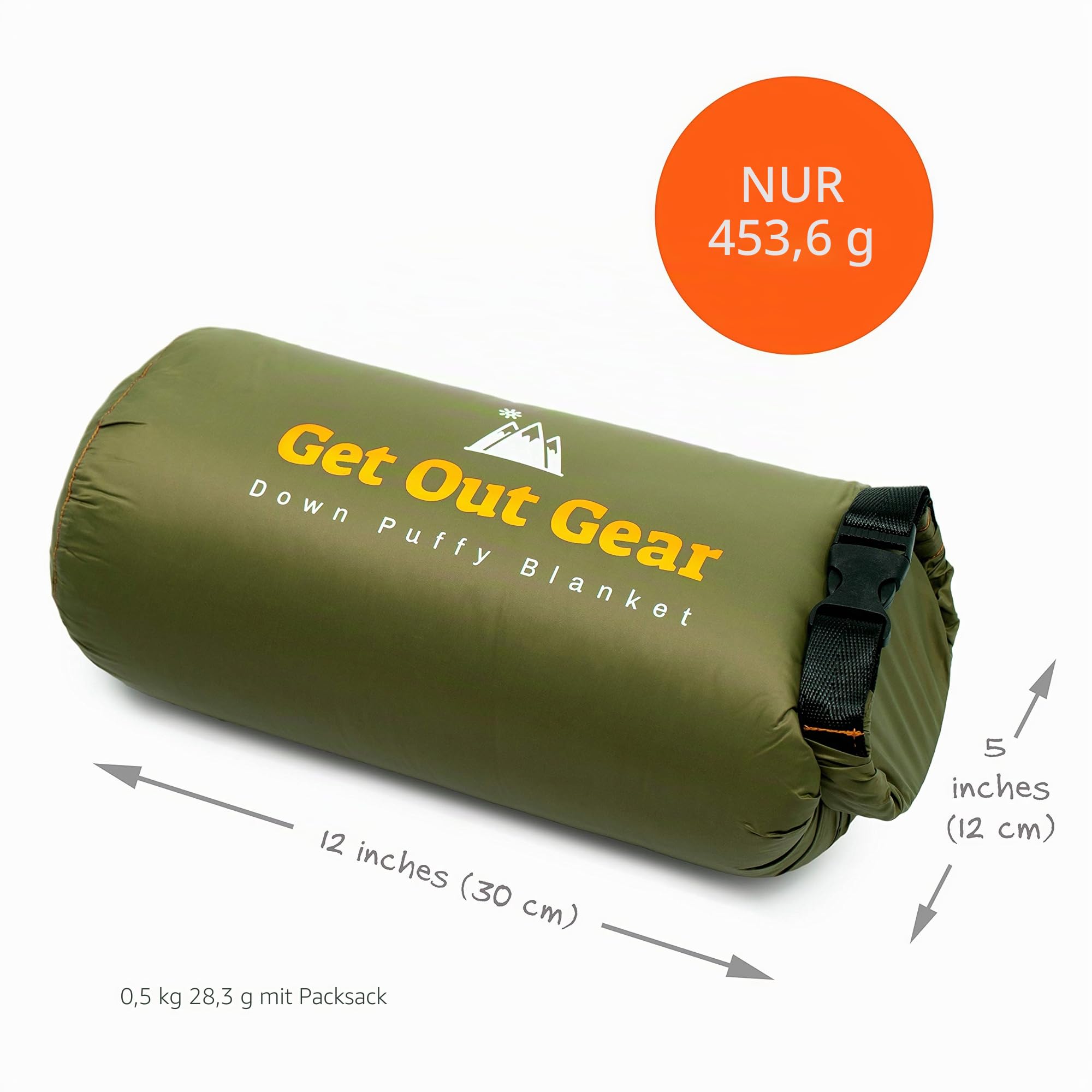 Get Out Gear Daunen-Campingdecke, leicht, verstaubar, 650 Füllkraft, Daunendecke, kompakt, wasserdicht und warm, Rucksackreisen, Steppdecke für Camping, Wandern, Reisen, Hängematte