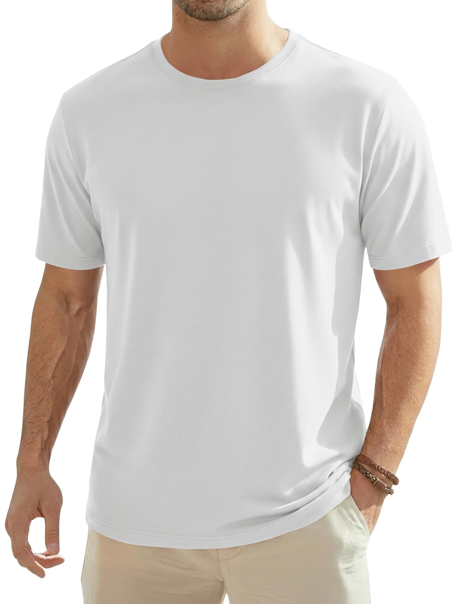 Men's Short Sleeve T-Shirt UPF 80+ Sun Protection Wicking Moisture Lightweight Tops Casual Breathable Shirts