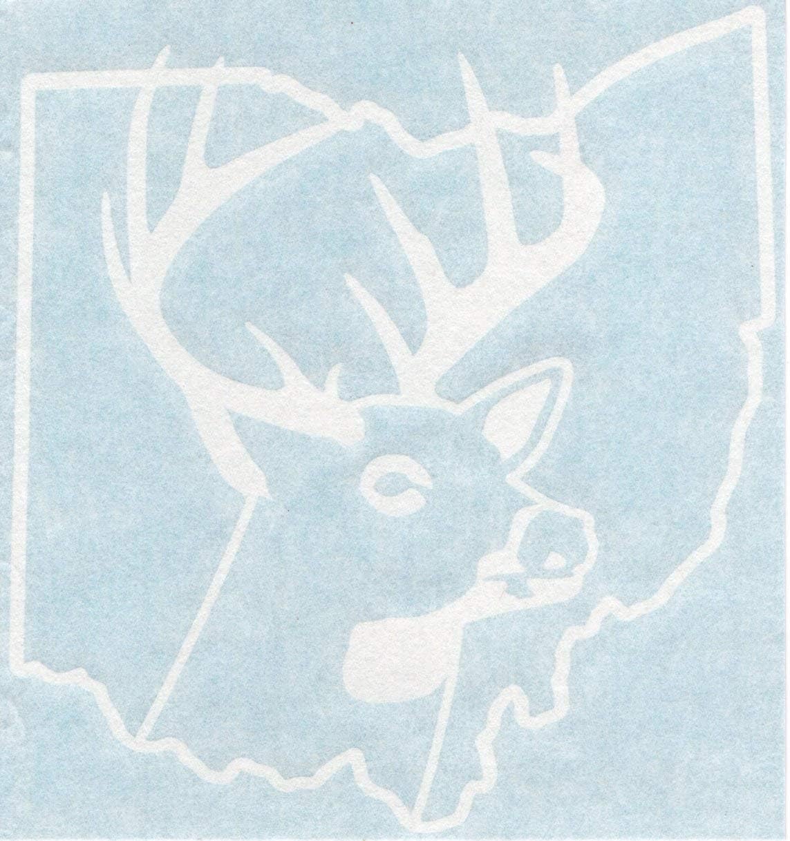 Ohio State Deer Hunter Hunting Season Outdoor - Cleveland Columbus Cincinnati Toledo Akron Cars Trucks Moped Helmet Hard Hat Auto Automotive Craft Laptop Vinyl Decal Store Window Wall Sticker 01239