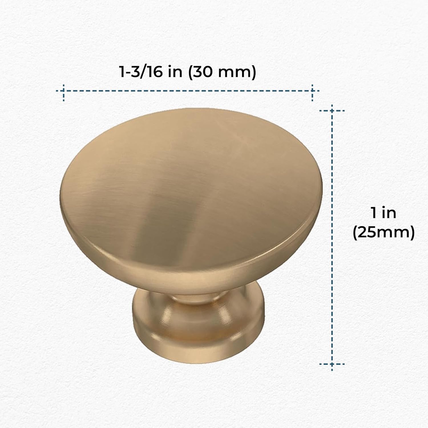 Franklin Brass - Fulton Champagne Bronze Round Cabinet Knobs 1-3/16" Easy Install, Durable Hardware for Drawers, Dresser, Kitchen Cabinet Doors, and Furniture (10-Pack)
