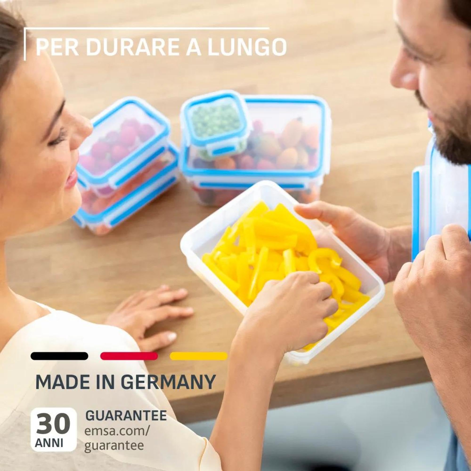 Emsa Clip & Close Conservazione Alimenti Freschi, Set Mealprep, Contenitori Ermetici per Alimenti, A Prova di Perdite, Igienici, 6 x 0.8L, N1031950