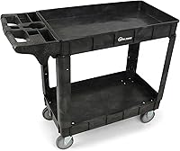 Simpli-Magic Heavy Duty Rolling Utility Cart with Wheels, Ergonomic Handle, Deep Shelves, 600 lb Capacity 40x33x17 Inch for Garage Warehouse Workshop