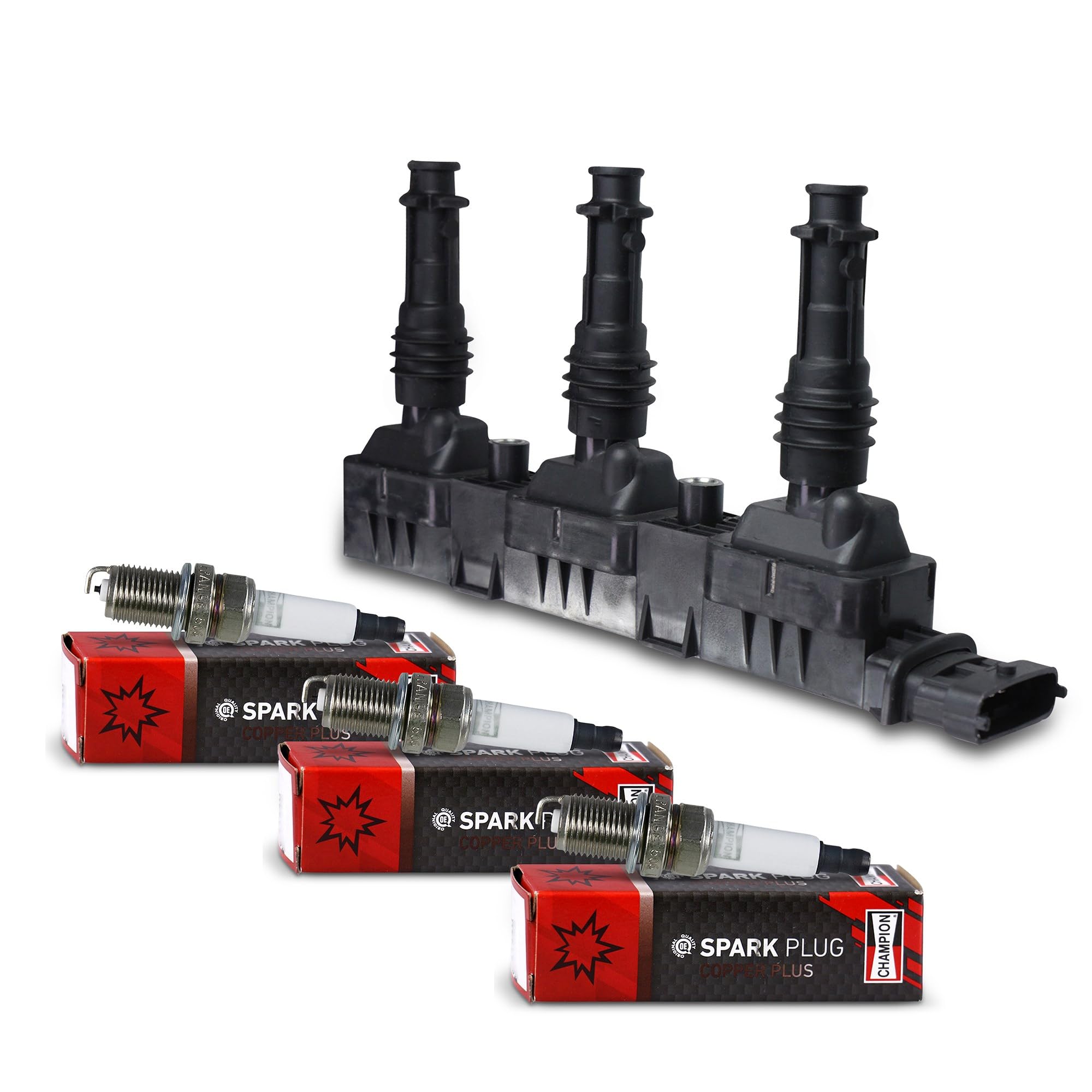 BESTPRICE 3x Candela accensione, 1x Bobina d'accensione Compatibile con: OPEL AGILA, CORSA B, CORSA C