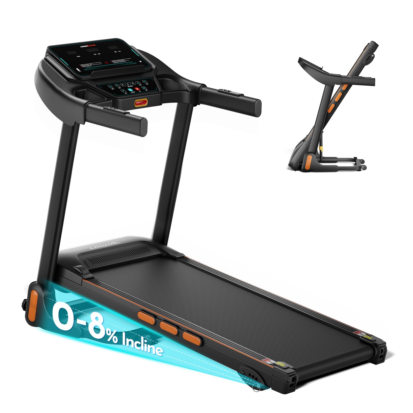 Photo 1 of Treadmill for Home, 3.0HP Folding Treadmill with Incline, 300 lbs Capacity, Bluetooth & Heart Rate Sensor, Space-Saving Design