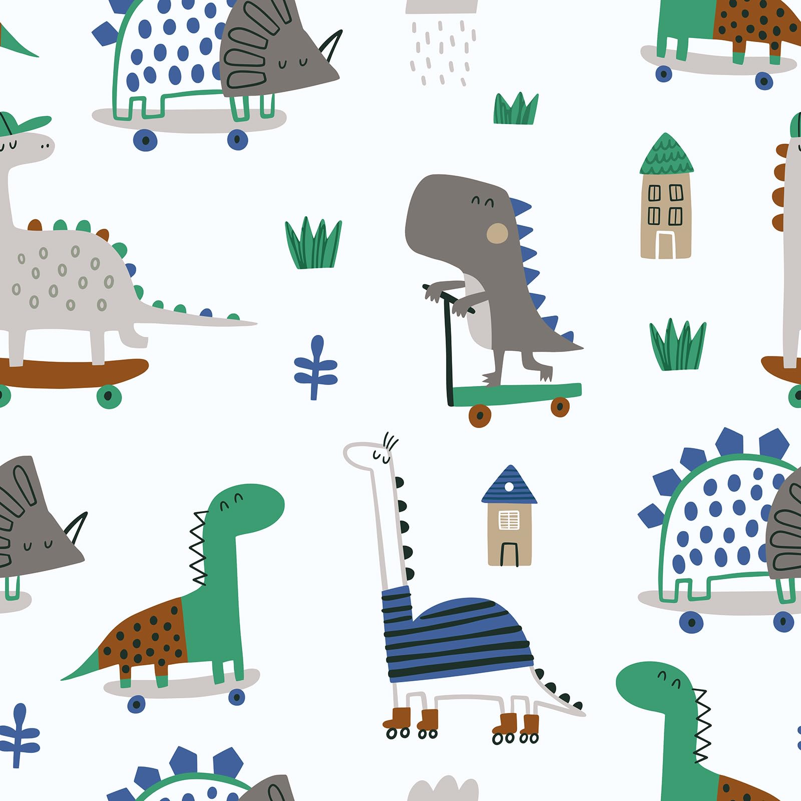 Papier peint autocollant dinosaures amovible anti-bulles pour chambre enfant