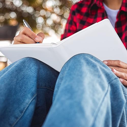 Vista 90 de Antner Carpeta A5 de piel sintética de 6 anillas, para papel de relleno A5, planificador personal A5, carpeta de presupuesto recargable con cierre