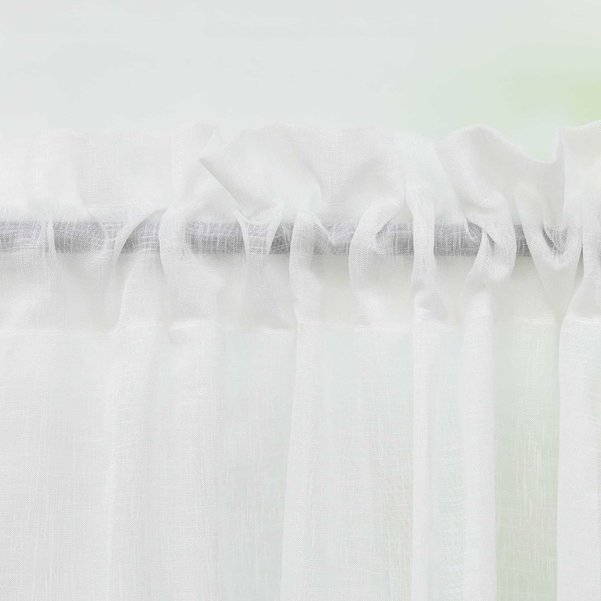 Tende Da Cucina Corte In Voile - 2 Pezzi 132x160 Cm, Effetto Lino, Bianche Semitrasparenti - Foto 6