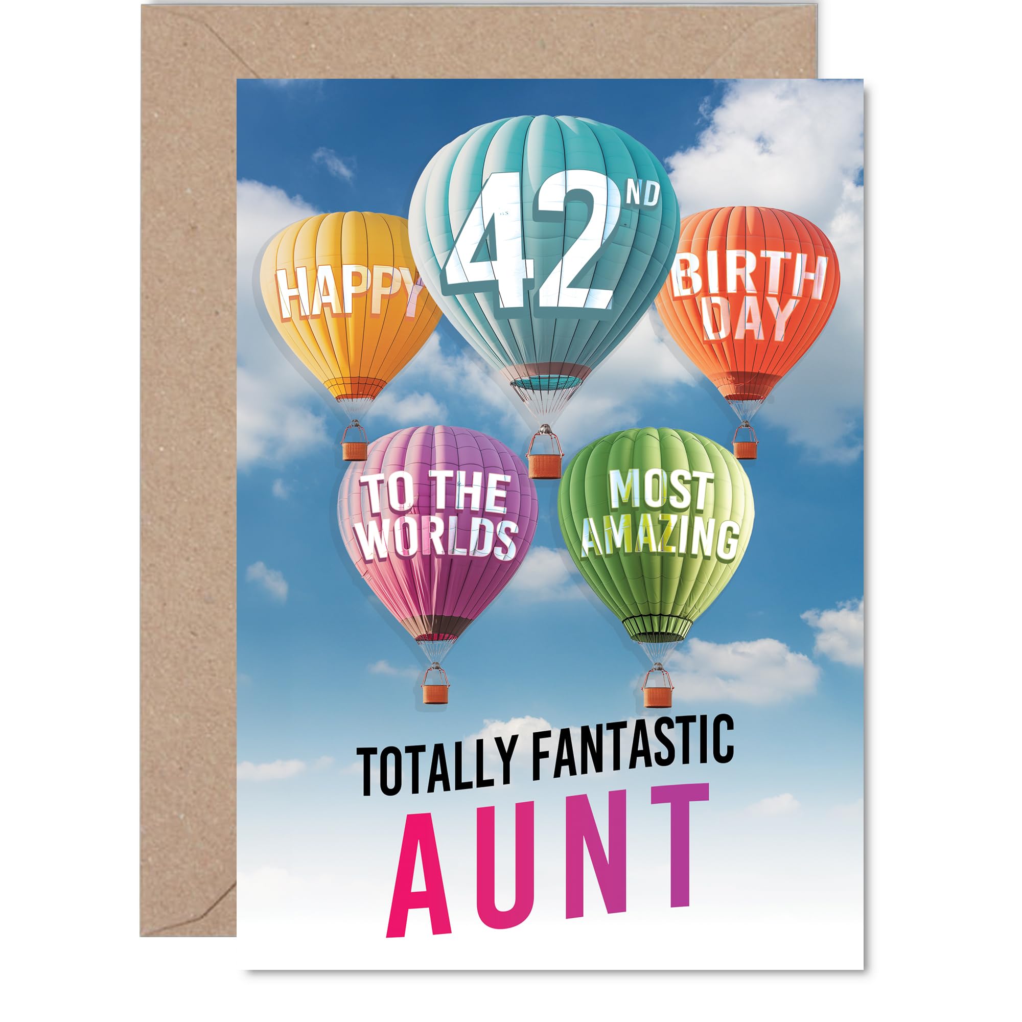 Auntie 42nd Birthday Card, Most Amazing Hot Air Balloon