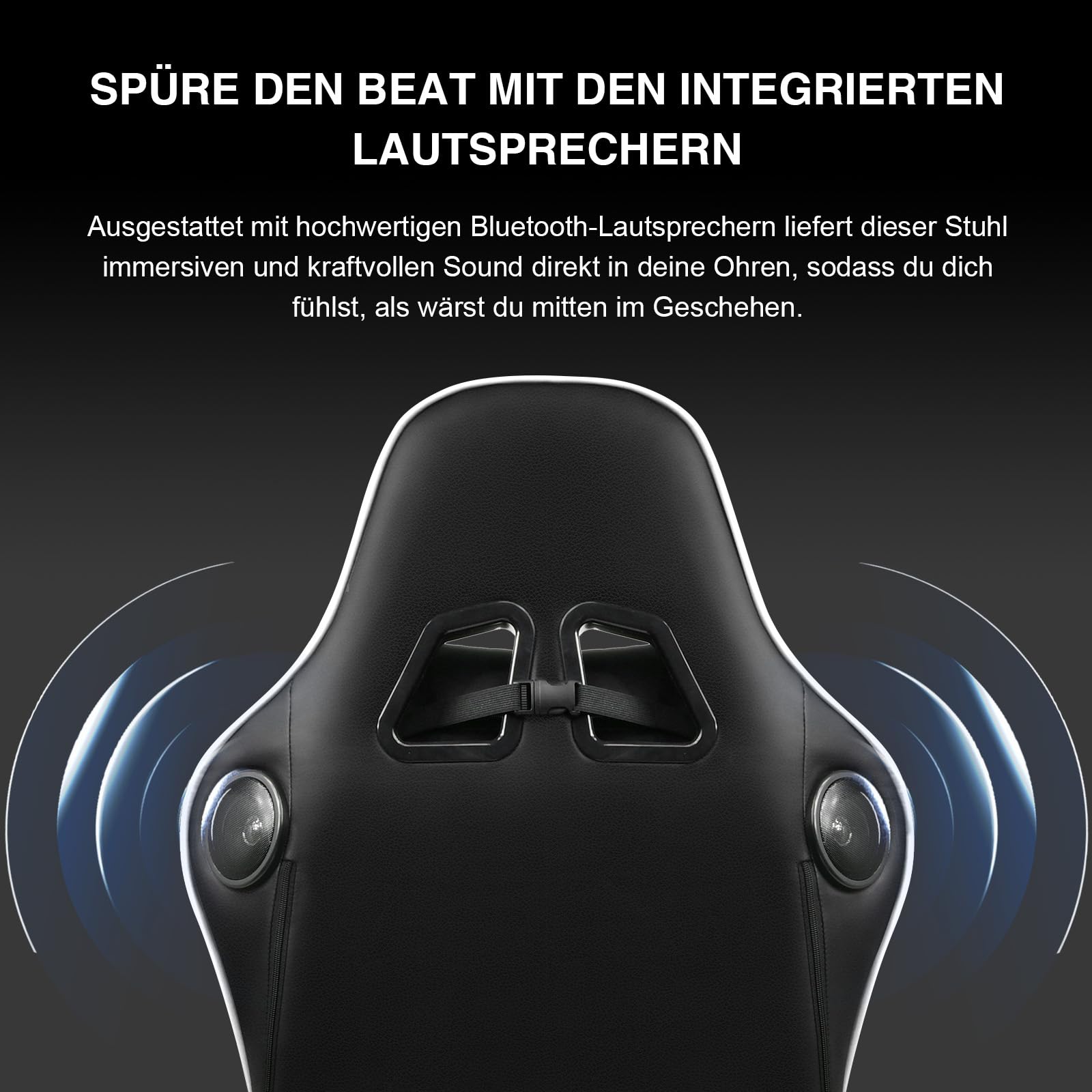 GTPLAYER Gaming Stuhl Gamer Stuhl mit Fußstütze Bluetooth Lautsprecher Ergonomischer Bürostuhl Computerstuhl Schreibtischstuhl PC Stuhl mit verstellbare Rückenlehne 150 kg Belastbarkeit weiß