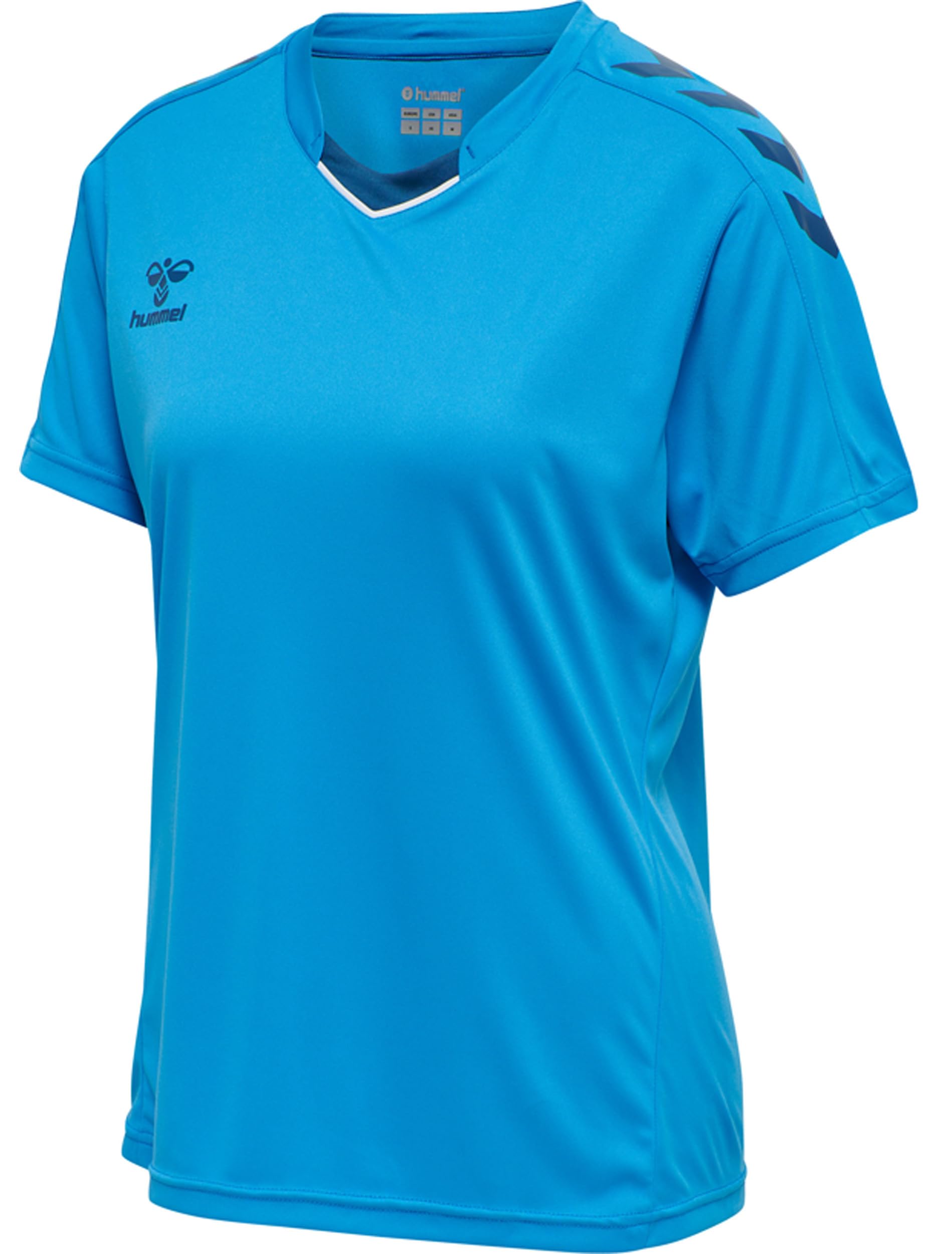 hummel Core XK Poly Jersey Sportshirt Damen Kurzarm - T-Shirt für Sport, Gym, Fitness - Trikot aus 100% Polyester - Sportkragen mit Fronteinsatz - Atmungsaktiv & Schnelltrocknend