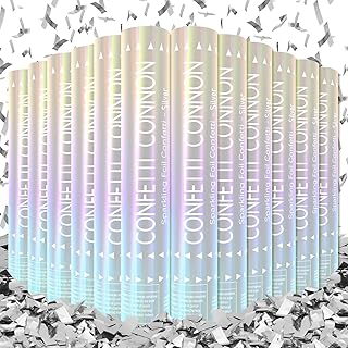 12-Pack Biodegradable Silver Confetti Cannon - 12 Inch Party Popper Shooters - Celebrate Weddings, Graduations, Birthdays, and New Year's Eve with Bulk Confetti Poppers