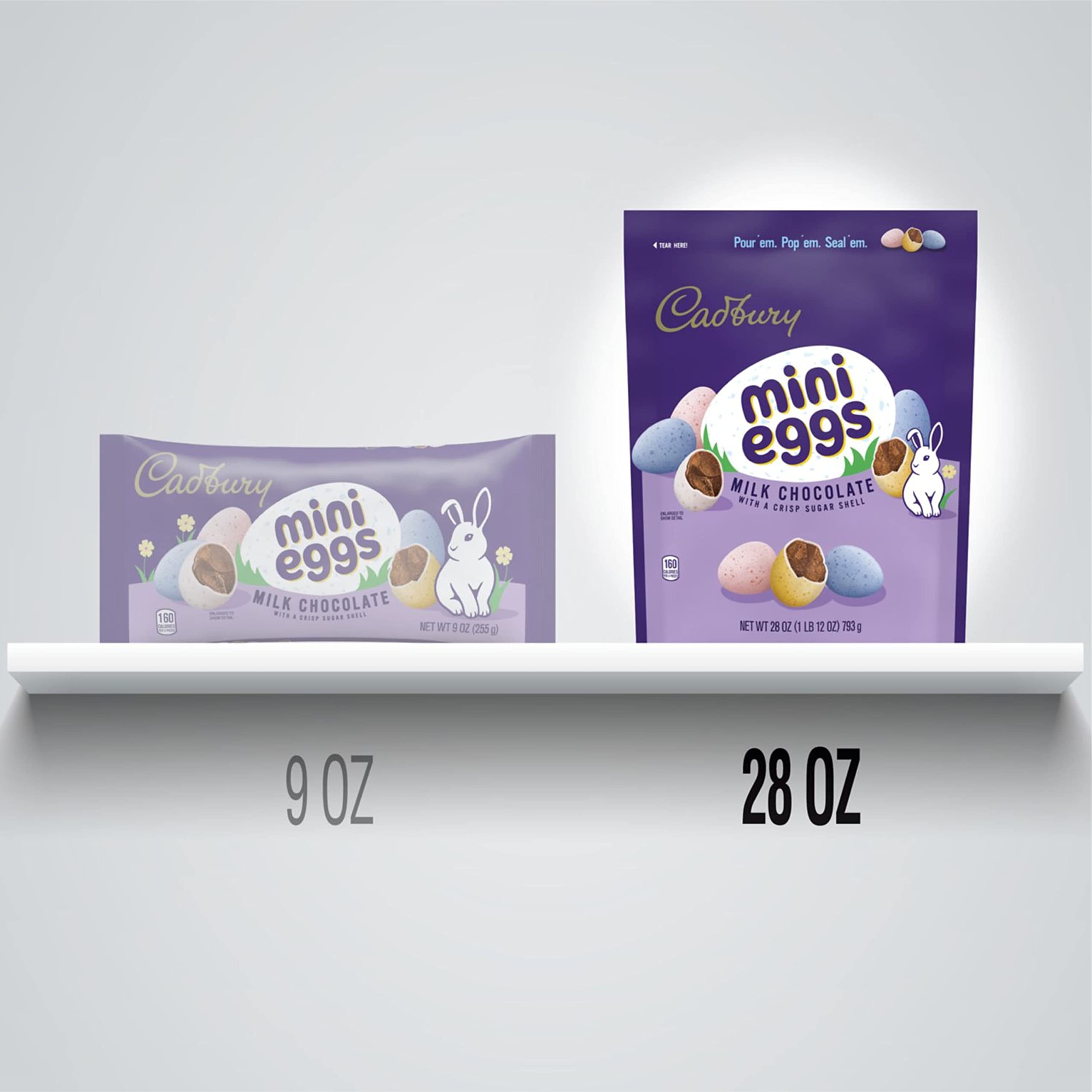 CADBURY MINI EGGS Milk Chocolate with a Crisp Sugar Shell Candy, Easter, 28  oz Resealable Bag