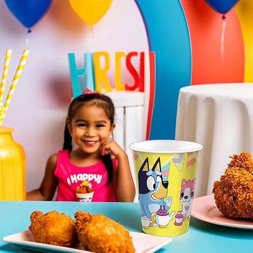 Miniatura 3 de amscan Bluey - Taza de papel para fiesta, 9 onzas, color amarillo, paquete de 8