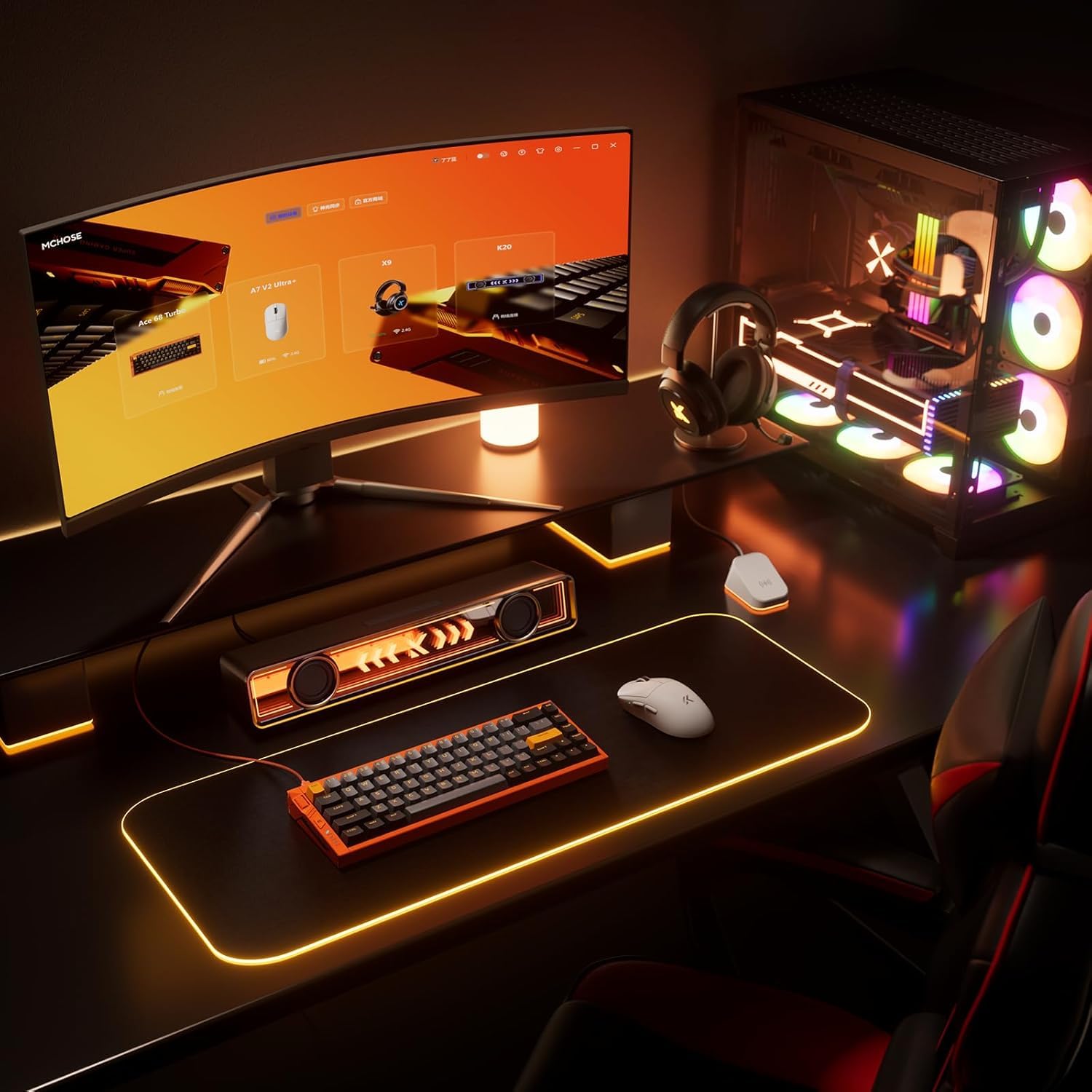 MCHOSE Ace 68 Turbo, przewodowa klawiatura z efektem Halla, częstotliwość odpytywania 16K w pełni aluminiowa e-sport 65% mechaniczna klawiatura do gier Hot Swap RGB do komputera Mac, laptopa (cyber