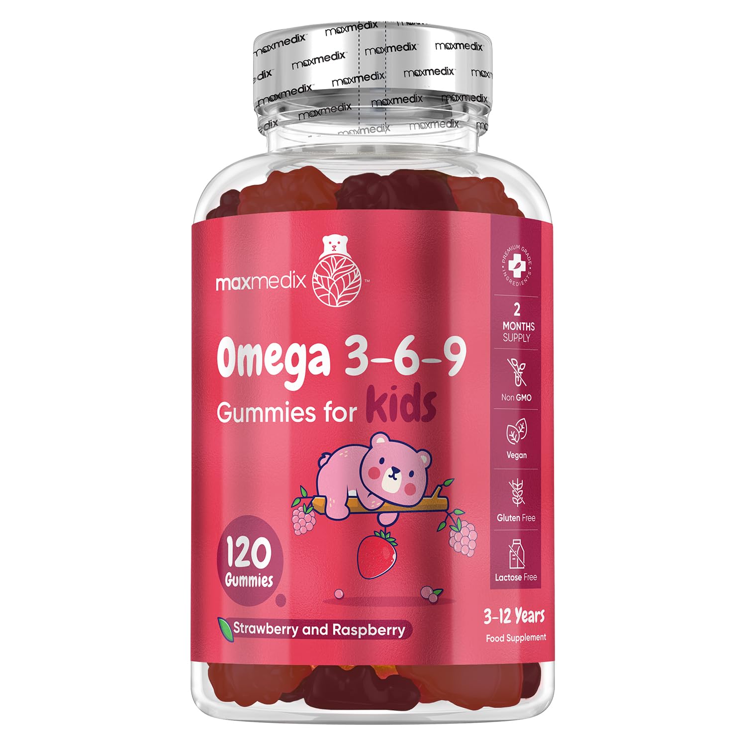 Omega 3 6 9 Gummies for Kids - 2 Months Supply - 120 Vegan Gummies - Tasty Alternative to Fish Oil or COD Liver Oil for Kids - Rich in EPA, DHA & ALA - Non-GMO & Gluten-Free Omega 3 Kids Gummies