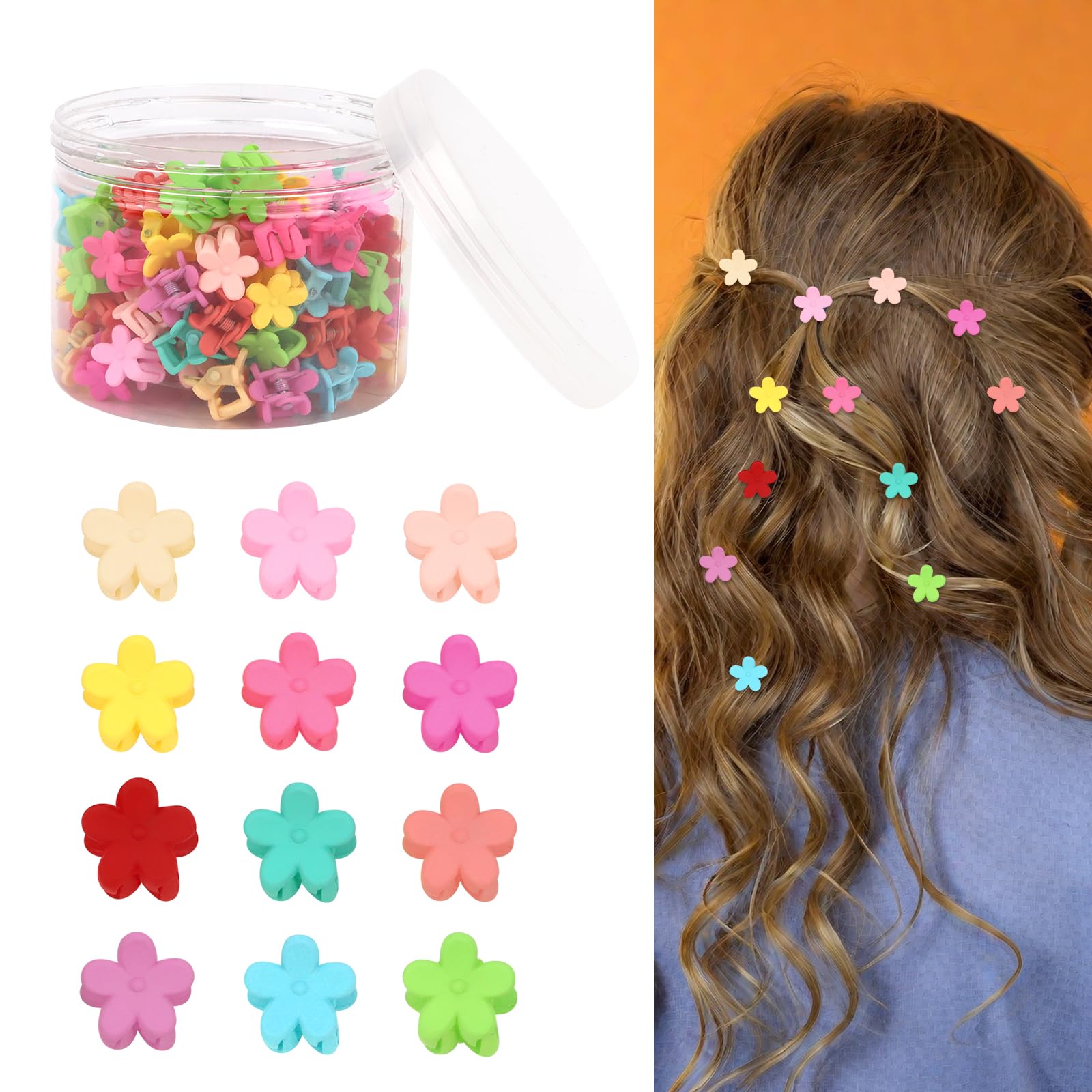 100Pcs Mini Flower Hair Clips Small Clips Tiny Claw Clip for Hair Mini Claw Clip Jaw Clips for Girls Women Toddler Kid