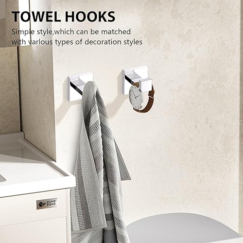 Miniatura 4 de YACVCL Juego de 5 accesorios de baño de 23.6 pulgadas, juego de toallero moderno, juego de toallero de acero inoxidable montado en la pared (cromo