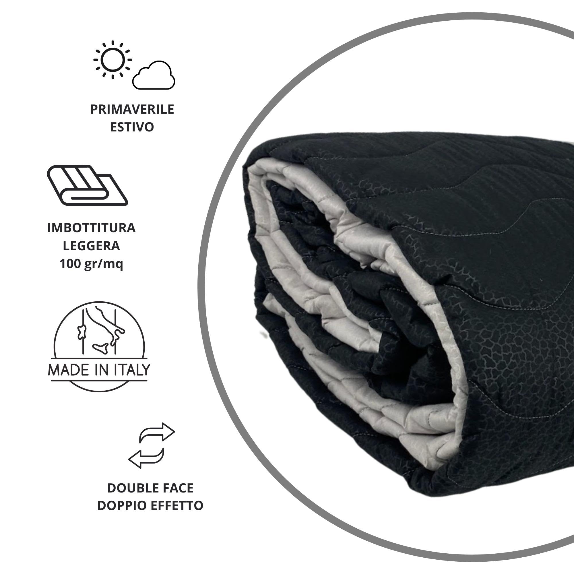 MAXIME MAISON - Copriletto Matrimoniale Mezza Stagione (100 gr/mq) Trapuntino Matrimoniale, Trapunta Matrimoniale Leggera e Double Face, Letto Mezza Stagione in Morbida Microfibra, Made in Italy