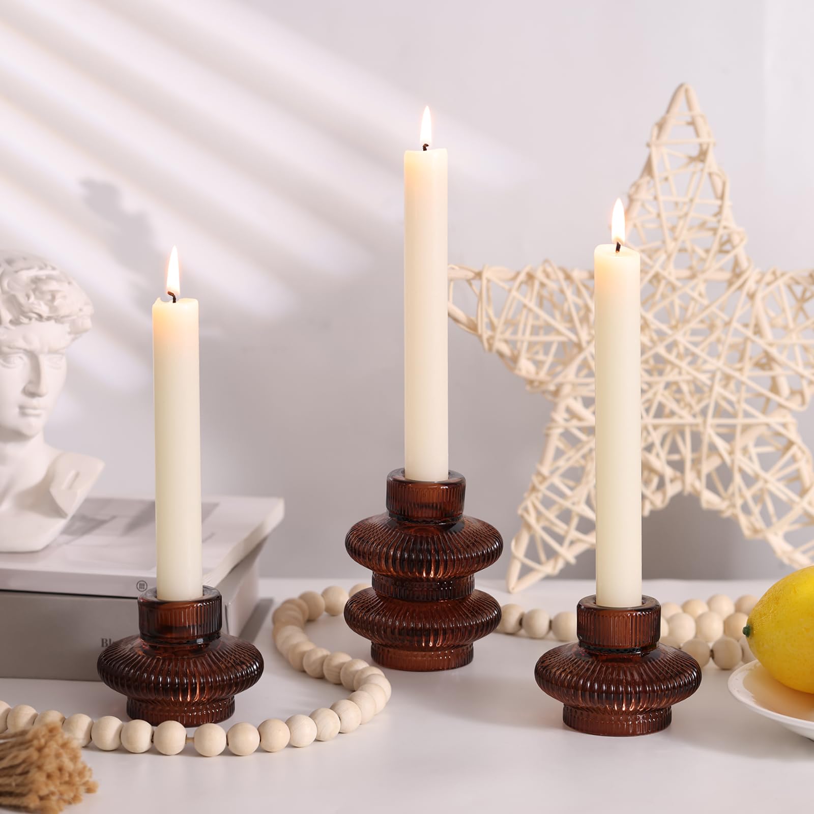 Brauner Kerzenhalter, Boho-Kerzenhalter für den täglichen Raum/Herbsthochzeit/Halloween/Thanksgiving-Party, doppelseitiger Kerzenhalter für Kerzenständer/Teelichter, 10 Stück