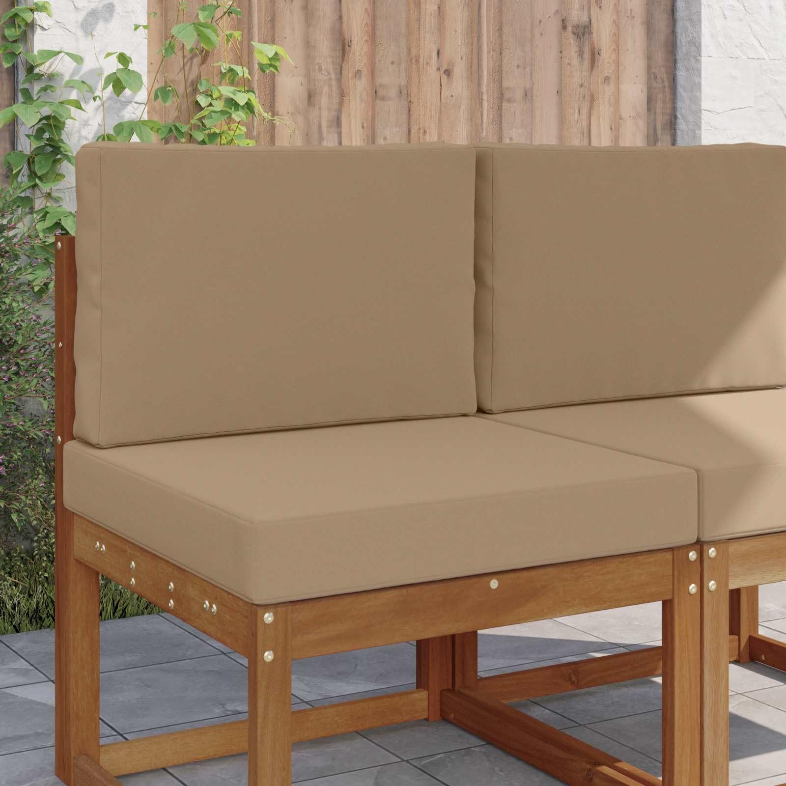 vidaXL Cojín para sofá de Exterior 2 pcs Taupé Poliéster, Cojín Sofá Moderno Exterior, Espuma Resistente, Poliéster Que No Se Desvanece, Asiento Decorativo para el Hogar
